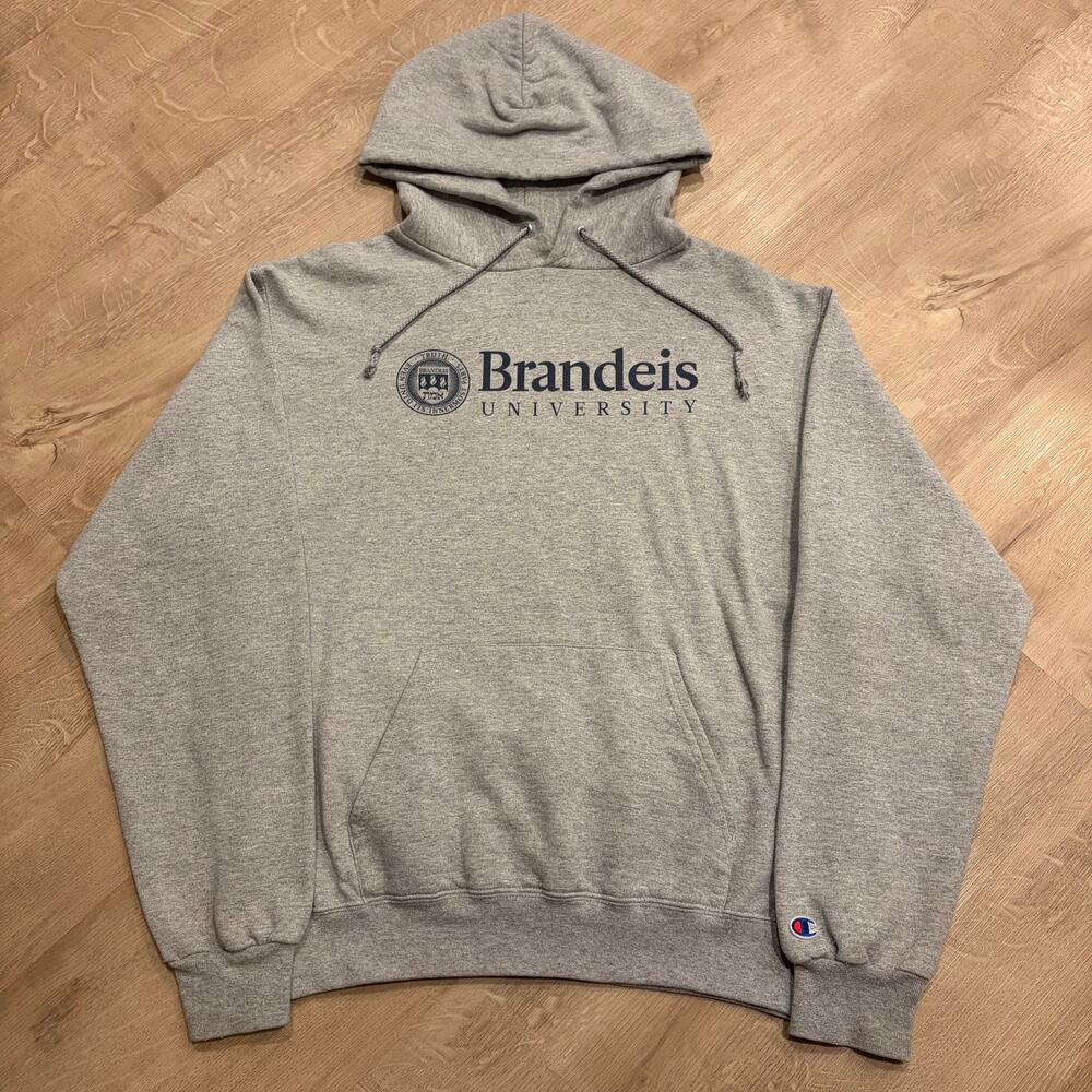 Champion Brandeis University Judges Hoodie Men's Medium Gray Sweatshirt Pullover